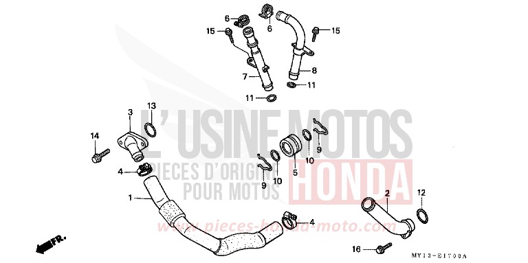 WASSERROHR von Africa Twin 750 SPARKLING RED (R127A) von 1996